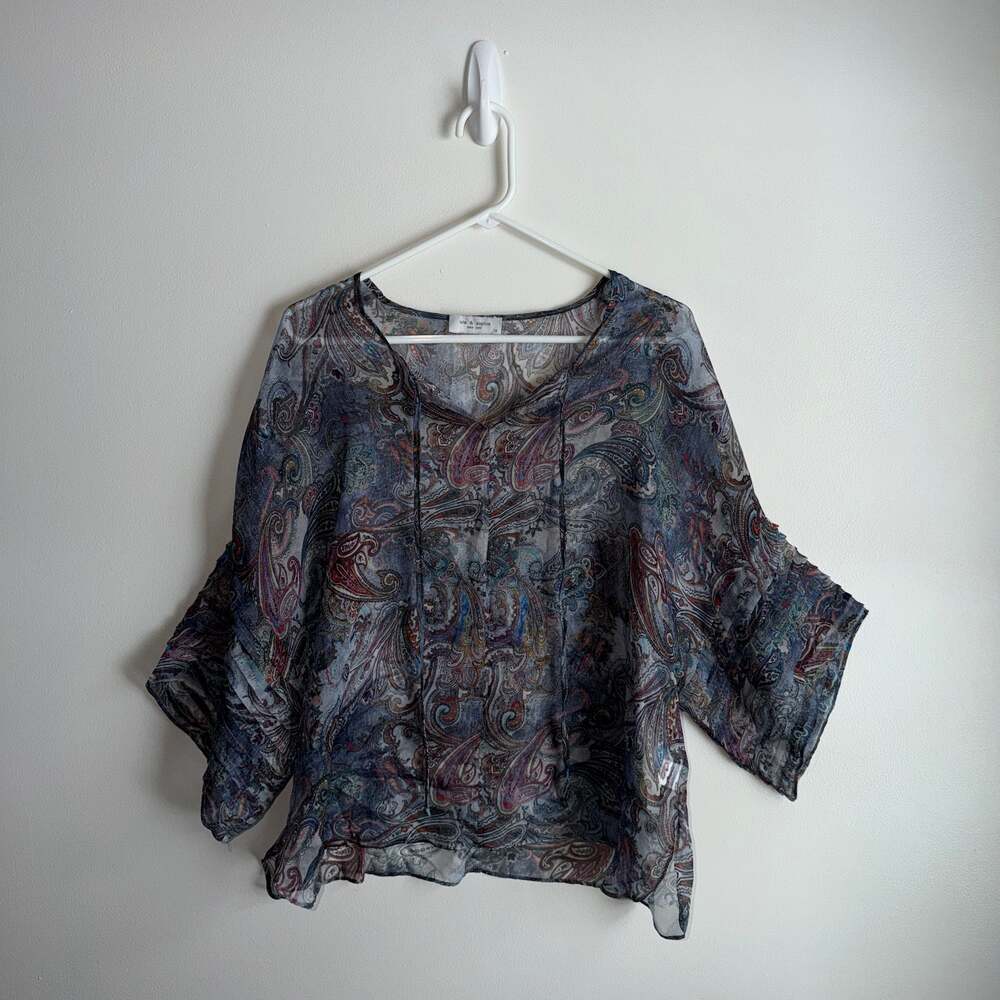 Lola & Sophie Paisley Sheer Silk Chiffon Blouse